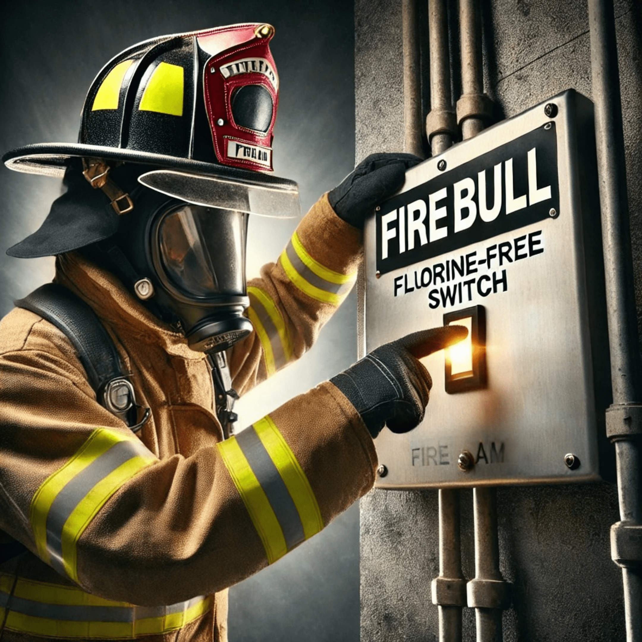 FireBull Fluorine-Free Switch — firefighter activating FireBull suppression system
